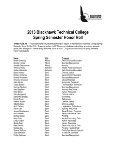 2013 Blackhawk Technical College Spring Semester Honor Roll