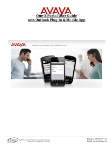 Avaya One X-Portal Quick Reference Guide with Plug in & Mobile App
