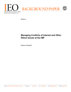 Managing Conflicts of Interest and Other Ethics Issues at the