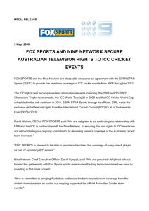 ICC Rights Nine Fox Sports Media Release