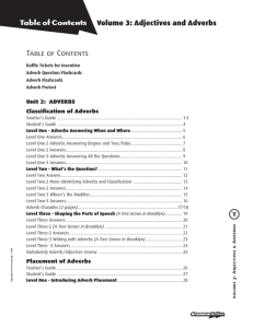 View Adverb Table of Contents