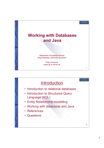 Working with Databases and Java Introduction