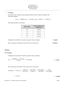 Chemistry 12 Resource Exam A Scoring Guide