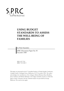 Using Budget Standards To Assess The Well-Being Of Families