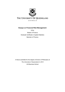 Essays on Financial Risk Management - UQ eSpace