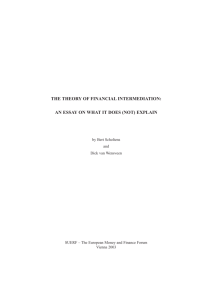 THE THEORY OF FINANCIAL INTERMEDIATION: AN ESSAY ON