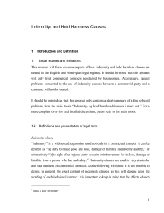 Indemnity- and Hold Harmless Clauses