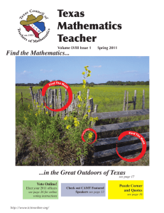 Texas Mathematics Teacher - Texas Council of Teachers of