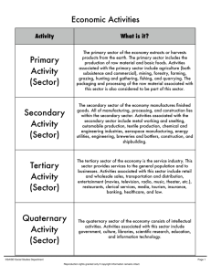 Primary Activity (Sector) Secondary Activity (Sector) Tertiary Activity
