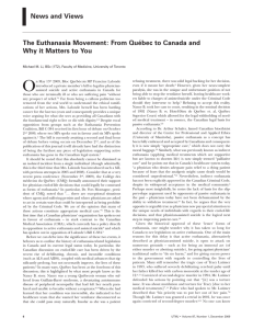 News and Views The Euthanasia Movement: From Québec to