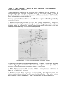 Chapter 7. XRD (Chapter 8 Campbell & White, Alexander "X