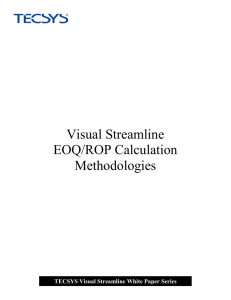 Visual Streamline EOQ/ROP Calculation Methodologies