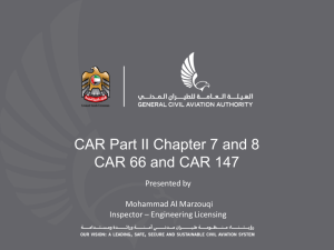 CAR Part II Chapter 7 and 8 CAR 66 and CAR 147
