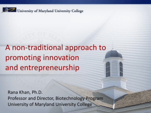 Kahn's Presentation - the University of Maryland BioPark