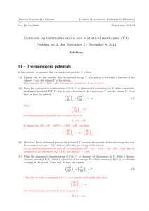 Exercises on thermodynamics and statistical mechanics (T4)