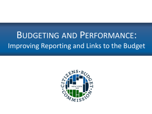 Budgeting and Performance - Citizens Budget Commission