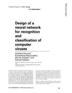 Design of a neural network for recognition and classification of