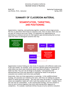 summary of classroom material segmentation, targeting