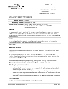 UFV Purchasing & Competitive Bidding Policy