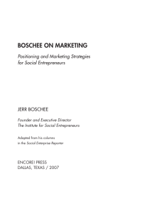 boschee on marketing - Institute for Social Entrepreneurs