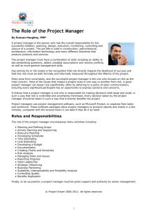 The Role of the Project Manager Article