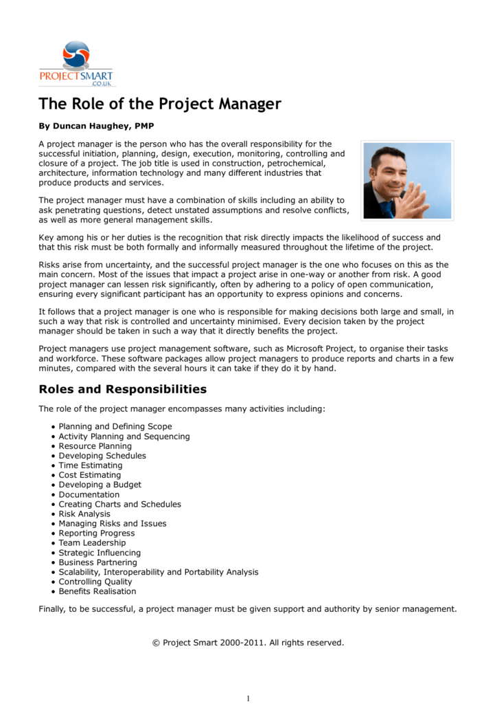 The Role Of The Project Manager Article