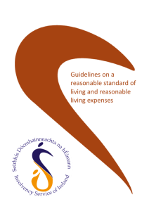 Guidelines on a reasonable standard of living and reasonable living