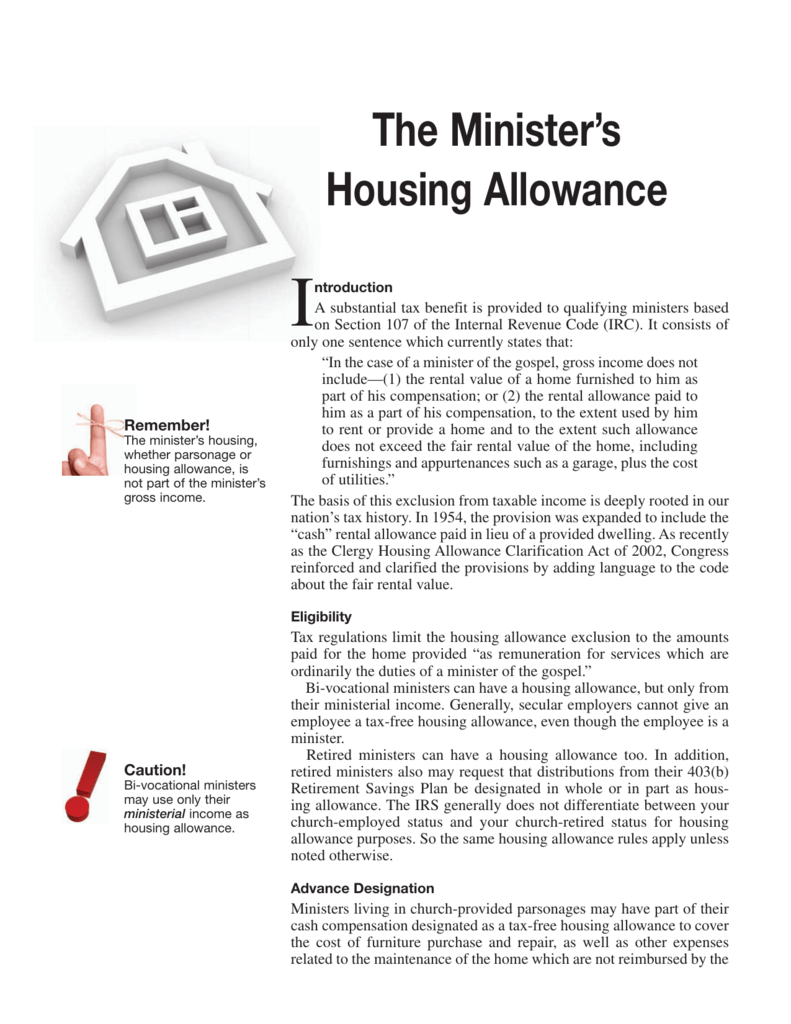 Ministerial Housing Allowance Worksheet