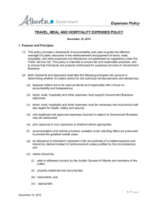 Government of Alberta Travel, Meal and Hospitality Expense Policy