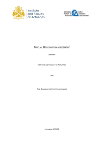 Mutual Recognition Agreement: IFoA and CIA