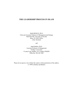 THE LEADERSHIP PROCESS IN ISLAM