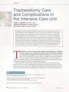 Tracheostomy Care and Complications in the Intensive Care Unit