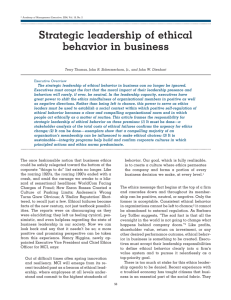 Strategic leadership of ethical behavior in business