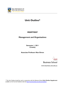 MGMT8507 Management and Organisations S1 2011