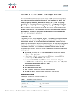 Cisco MCS 7825-I2 Unified CallManager Appliance