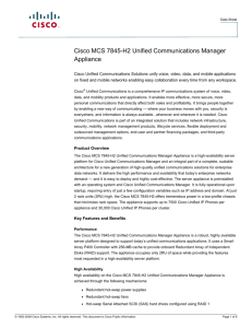 Cisco MCS 7845-H2 Unified Communications Manager Appliance