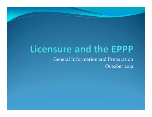 Licensure and the EPPP