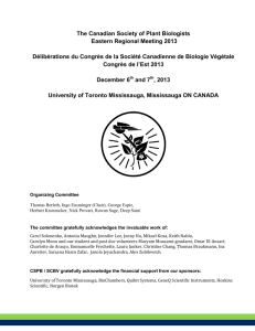 The Canadian Society of Plant Biologists Eastern Regional Meeting