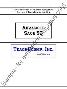 Advanced Sage 50 - TeachUcomp, Inc.