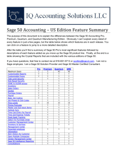 Sage 50 Accounting – US Edition Feature Summary