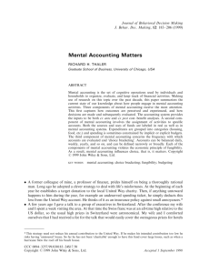 Mental accounting matters - UCLA Anderson School of Management