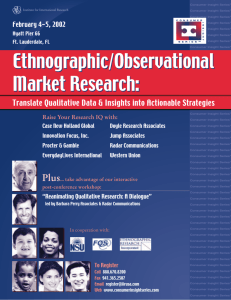 Ethnographic/Observational Market Research: Ethnographic