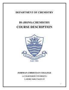 department of chemistry - Forman Christian College
