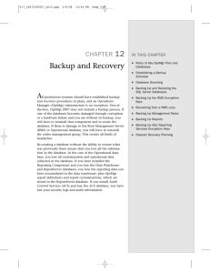 Backup and Recovery