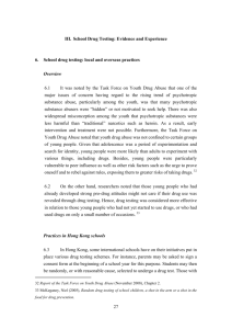 27 III. School Drug Testing: Evidence and Experience 6. School drug