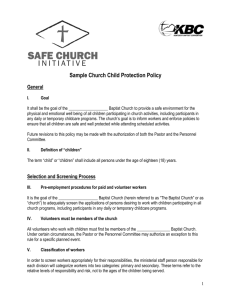 Sample Church Child Protection Policy