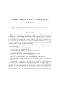 SYNTHETIC THEORY OF RICCI CURVATURE