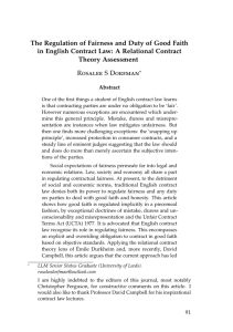 The Regulation of Fairness and Duty of Good Faith in English