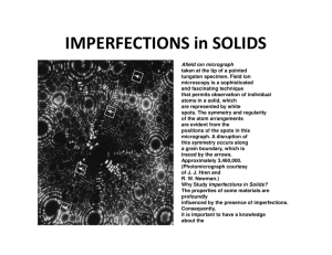 IMPERFECTIONS in SOLIDS