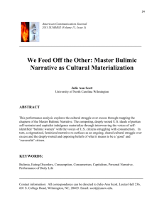 Master Bulimic Narrative as Cultural Materialization